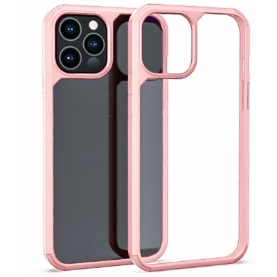 Cover custodia compatibile iPhone 12 Mini 5.4" trasparente cornice rosa rigida - BS