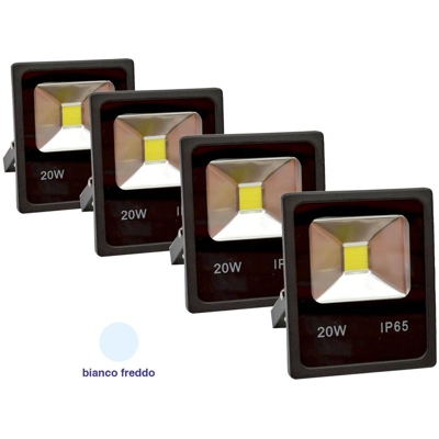 Faro Led Esterno 20 Watt Slim 4 Pezzi Ip65 Luce Fredda Illuminazione Per Esterno - HOUSECURITY