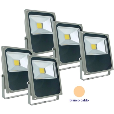 Faro Led Faretto Slim 10 Watt W Caldo Per Esterno Alta Luminosita Ip65 5 Pezzi - HOUSECURITY