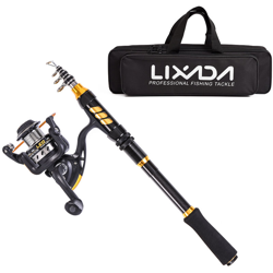 Lixada canna da pesca in fibra di carbonio Reel Combo telescopica canna da pesca Spinning Reel Fishing Line Esche Ganci Viaggi maschere girevoli características