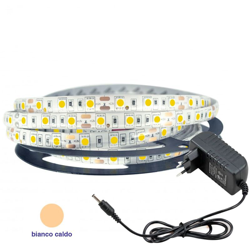 Housecurity - 300 LED 5050 STRIP STRISCIA 5m 220V BIANCO LUCE CALDA IMPERMEABILE ALIMENTATORE en oferta