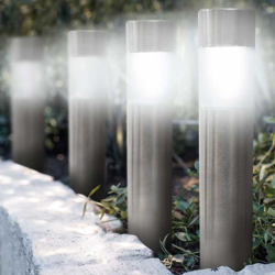 4 Lampade Giardino ricarica solare Paletti solari Metallo Cristallo 1LED Bianco - COVERI en oferta