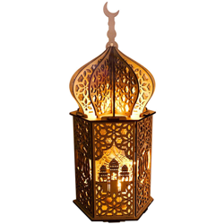 Ramadan musulmano lampada palazzo della luce della lampada di notte DIY decorativa Eid legno chiaro LED - ASUPERMALL en oferta