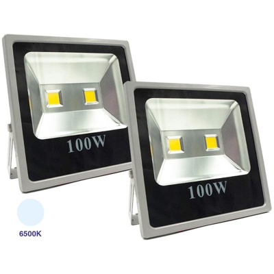 Faro Led Esterno 100W Slim 2 Pezzi Ip65 Luce Fredda Illuminazione Per Esterno - HOUSECURITY