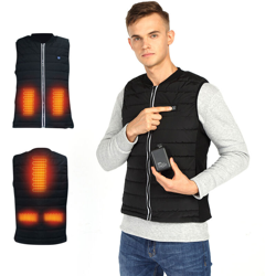 L Black gilet caldo inverno gilet di carico del usb riscaldamento elettrico uomini neri (batterie escluse) - ASUPERMALL características