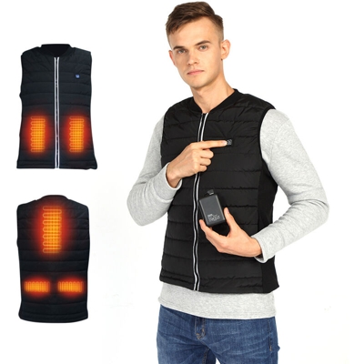 L Black gilet caldo inverno gilet di carico del usb riscaldamento elettrico uomini neri (batterie escluse) - ASUPERMALL