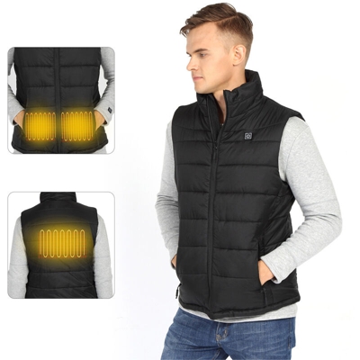 Nero uomo cerniera XL intelligente USB riscaldamento febbre ricarica termostato gilet gilet (senza batterie) - ASUPERMALL