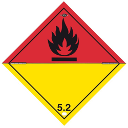 Etichetta autoadesiva o supporto alluminio A.D.R per "divisione 5.2 per "Perossidi organici." 300x300mm Modello - Alluminio - STICKERSLAB precio