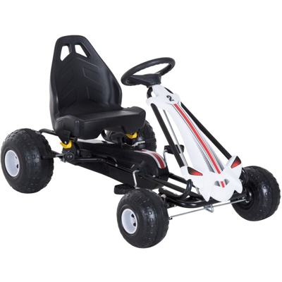 Homcom Go-Kart a Pedali per Bambini, Bianco e Nero