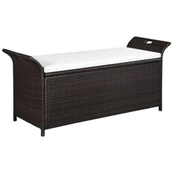 Cassapanca con Cuscino 138 cm in Polyrattan Marrone en oferta