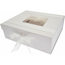 White Cotton Cards – Scatola dei ricordi, per matrimonio, legno, bianco, Large en oferta