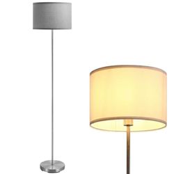 Lampada Piantana da Terra 160cm Design Moderno Paralume E27 60W Tessuto Grigio - BAKAJI precio