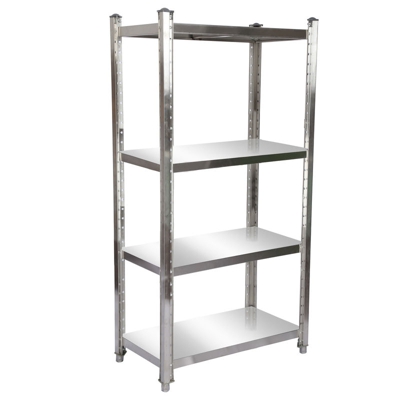 Scaffale in acciaio inox 90x50x155cm 4 ripiani per cucina domestica e gastronomia - WILTEC