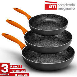 Set 3 Padelle 18 22 26cm Primolla Pietra Accademia Mugnano Padella Antiaderente - BAKAJI en oferta