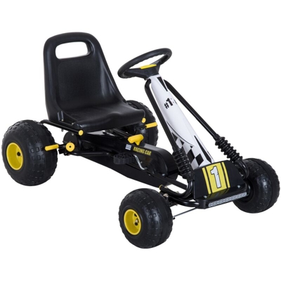 Homcom Go-Kart a Pedali per Bambini, Nero e Giallo