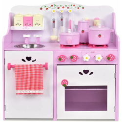 Il Giocattolo da Cucina per Bambini, Giocattolo Cucina a Tema Fragole?63 x 30 x 60 cm - COSTWAY en oferta