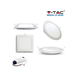 S-dshop - PANNELLO LED V-TAC FARETTO DA INCASSO DA 3W 6W 12W 18W QUADRATO TONDO ULTRA SLIM-18W-quadrato-caldo en oferta