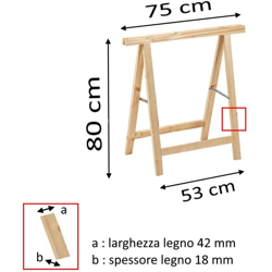 Vgsas - CAVALLETTO IN LEGNO ABETE CM.80 características