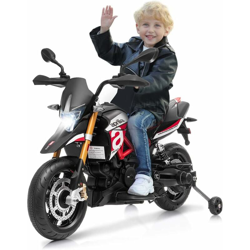 Moto Motocicletta Elettrica per Bambini, con Ruote Ausiliarie Antiscivolo, Luci LED e Suoni, Musica MP3, alla Moda, 12 V - COSTWAY precio