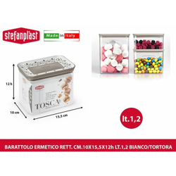 BARATTOLO ERMETICO RETT. CM.10X15,5X12h LT.1,2 BIANCO TORTOR - BIGHOUSE IT en oferta