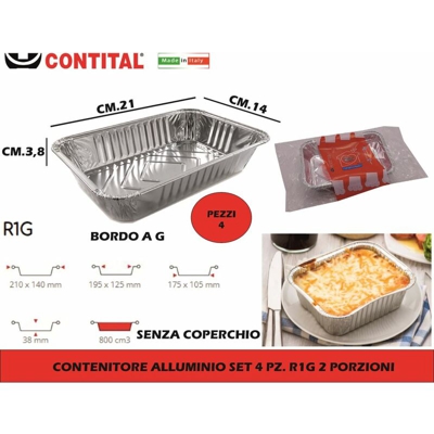 Bighouse It - CONTENITORE ALLUMINIO SET 4 PZ. 2 PORZ. R1G PRESTOFATTO