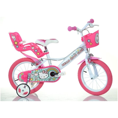 Bicicletta per Bambina 14 Pollici Hello Kitty 3 4 5 6 Anni Rotelle Cestino Bimba - DINO BIKES