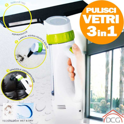 Pulisci Vetri 3 in 1 Ricaricabile Aspira Liquidi Briciole Tergivetro Wet Dry DCG - BAKAJI precio