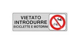 ETICHETTA VIETATE BICI E MOTORINI 15x 5 ADESIVA - MACHIERALDO