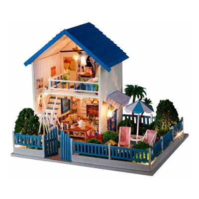 Villa Villetta Casa Bambole Dollhouse In Legno Con Accessori E Luci Modellismo