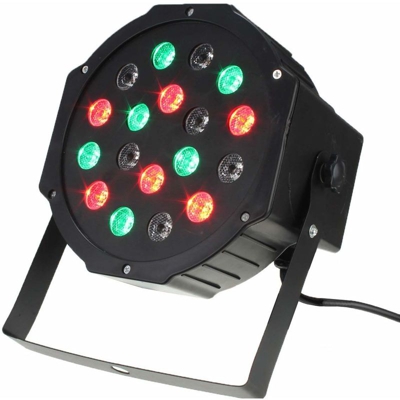 Faro Strobo Rgb Dj Faretto Lampada 18 Led Da 18W Colori Effetto Discoteca Sensore Sonoro Mic Dmx Control - NAPLESELETTRONICA