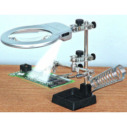 Terza Mano Con Luce (Illuminazione A Led Bianchi), Ideale Per I Tuoi Lavori Di Saldatura E Modellistica Con Base In Ghisa Pesante E Vano Porta en oferta