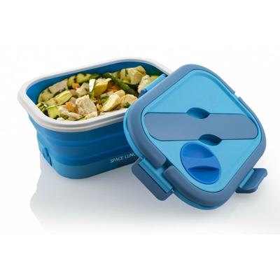 Macom Space Lunch To Go Scaldavivande in silicone pieghevole SalvaSpazio 0,8 L Blu, Bianco Adulto 35 W