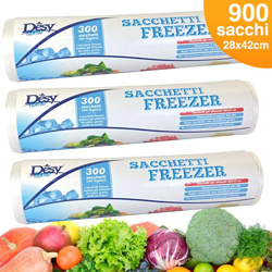 3 x Rotoli Sacchetti Freezer per Alimenti 900 sacchi Congelatore Frigo 28x42cm - BAKAJI características