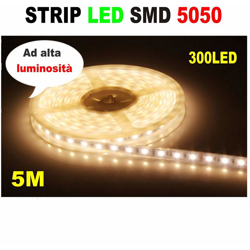 Striscia Led 5M Smd 5050 Bianco Caldo Impermeabile Ad Alta Luminositã  - NAPLESELETTRONICA precio