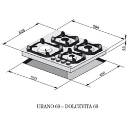 Piano Cottura HLS640 a Gas 4 Fuochi Gas Colore Inox características