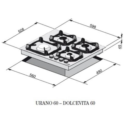 Piano Cottura HLS640 a Gas 4 Fuochi Gas Colore Inox