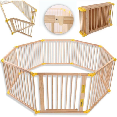 ® XXL Box per Bambini Barriera di sicurezza di 7,2 metri, pieghevole e porta inclusa, composto da 8 Elementi, formabile individualmente recinto di