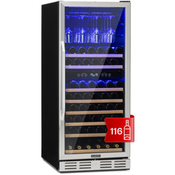 Vinovilla 116D Frigo per Vini 313L 116 Bottiglie Acciaio Inox - Klarstein en oferta