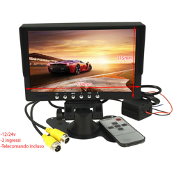 LEDLUX KR7000 Monitor TFT 7 Pollici 2 Ingressi Video Audio Per Telecamera 12V Auto Camper 24V Camion Con Telecomando - CARALL precio