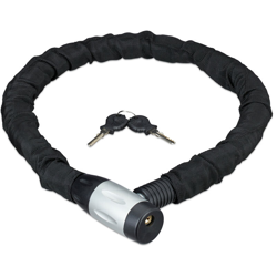 lucchetto a catena per bicicletta o moto, 2 chiavi, antifurto, resistente, 100 cm di lunghezza, nero - RELAXDAYS precio