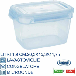 Tontarelli - FRIGO BOX FRESH LOCK RETT.RE LT.1,9 AZZ./TRASP. - BIGHOUSE IT características