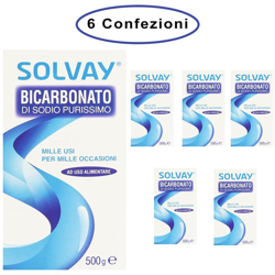 Solvay bicarbonato di sodio purissimo milleusi casa & igiene personale 6 confezioni da 500 grammi características