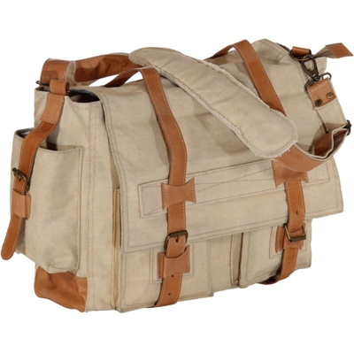 Vidaxl - Borsa a Tracolla Beige 42x13x34,5cm in Tela e Vera Pelle