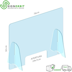 Signorbit - Protezione in plexiglass anticontagio trasparente - 76x50cm - con finestra en oferta