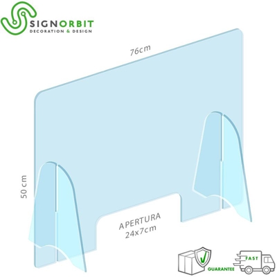 Signorbit - Protezione in plexiglass anticontagio trasparente - 76x50cm - con finestra