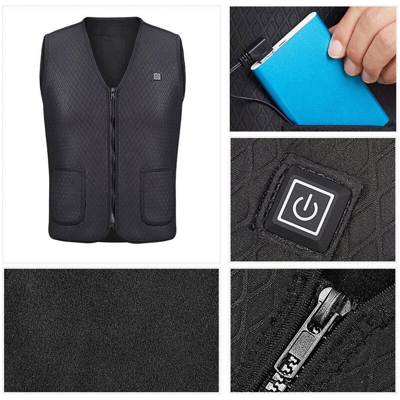 Asupermall - Gilet riscaldante USB 3 file codice XXXL regolabile