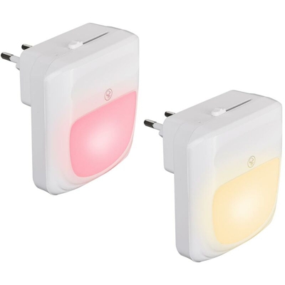 2 Lampade Notte Luce Notturna LED 3 Funzioni RGB Bianco Dimmerabile Crepuscolare - BAKAJI