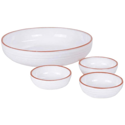 Set Insalatiera Pirofila + 3 Ciotole Salse Contorni Terracotta Bianca con Bordo - JAMIE OLIVER precio