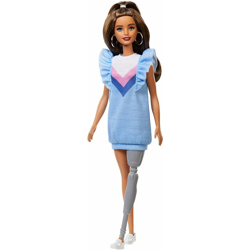 Barbie Bambola Feshionista Con Protesi Gamba Capelli Castani e Accessori Mattel en oferta