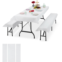 6x Set Tovaglie per Tavoli e Panche da Birreria Misure LxP 100 x 250 cm, 4 Copri Panca, Lavabili, Bianco - RELAXDAYS en oferta